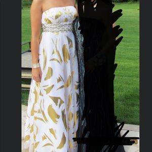 White and gold prom dress